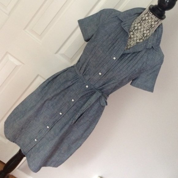Lands' End chambray denim shirt dress size 4 - Picture 2 of 5